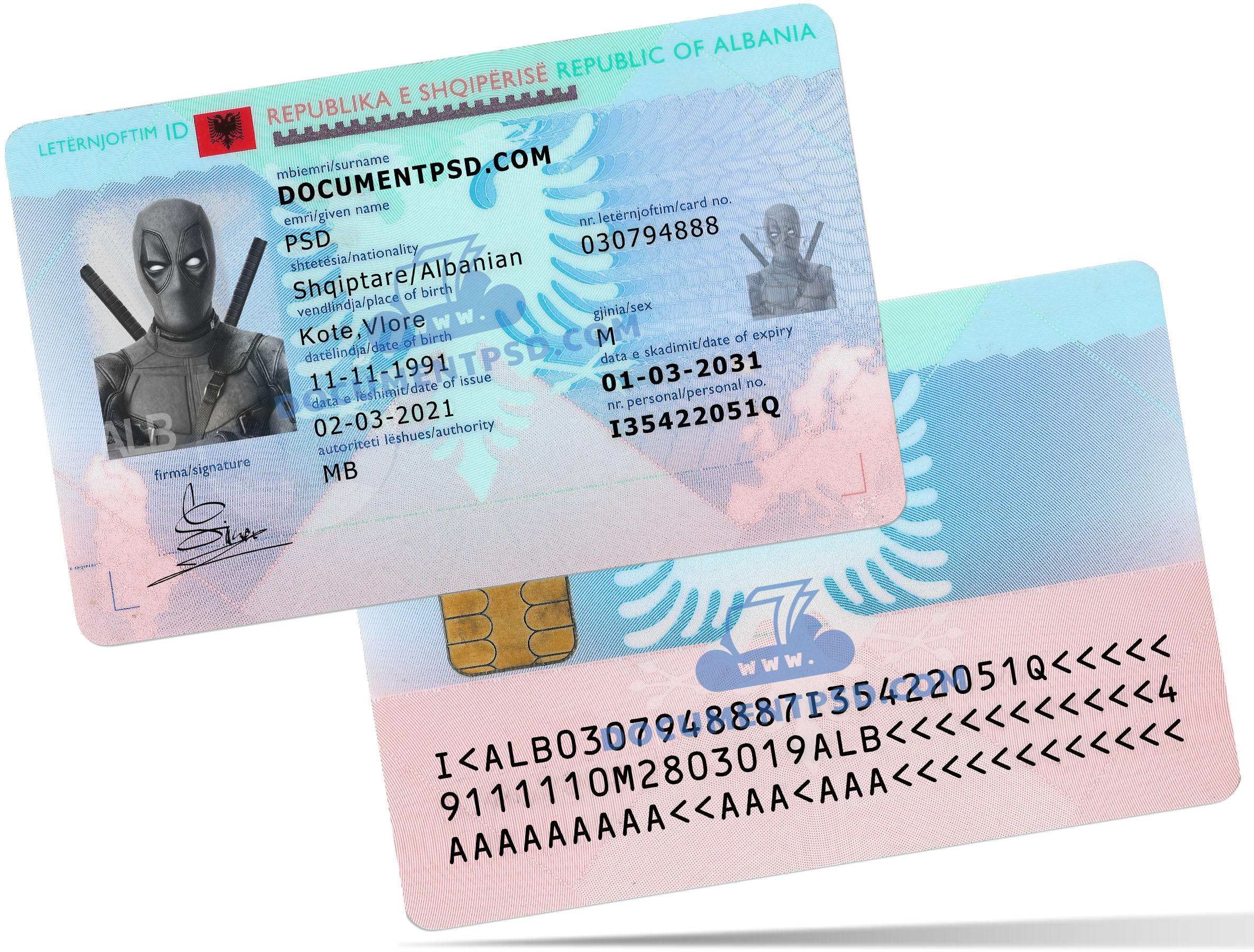 ALBANIA ID PSD Template