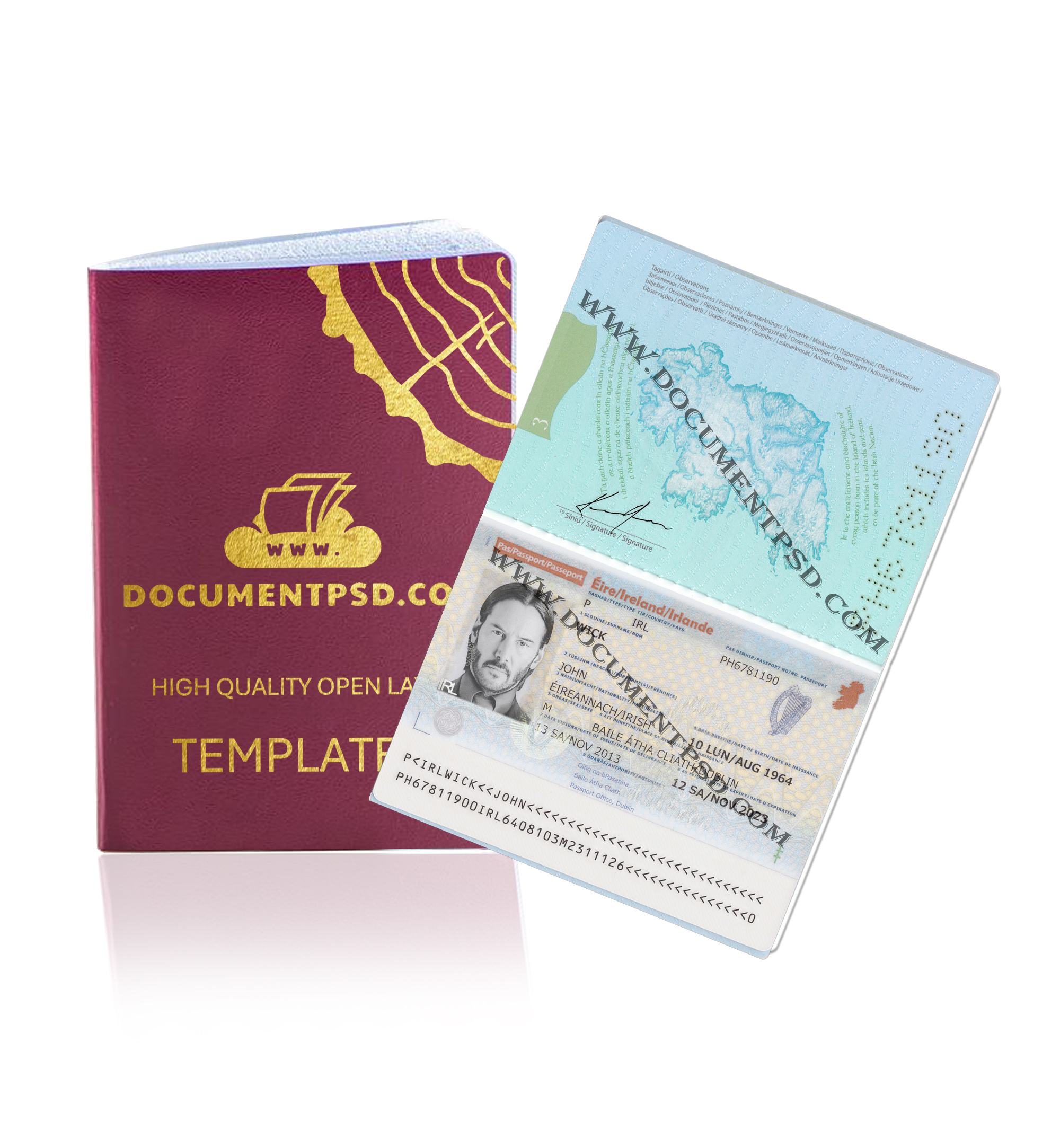 Ireland Passport PSD Template