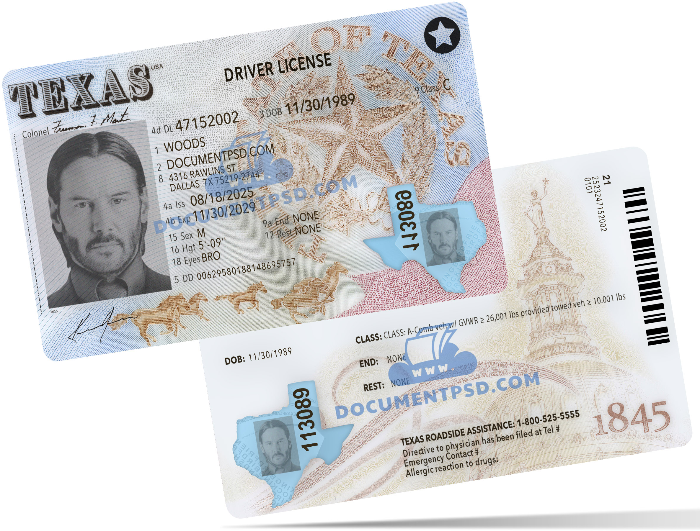Texas Driver License NEW 2025 PSD TEMPLATE