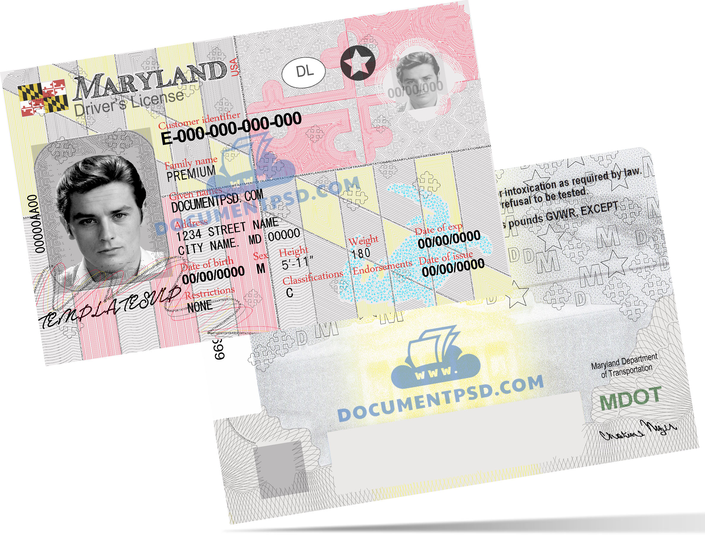 Maryland NEW Drivers License PSD Template UV HOLOGRAM