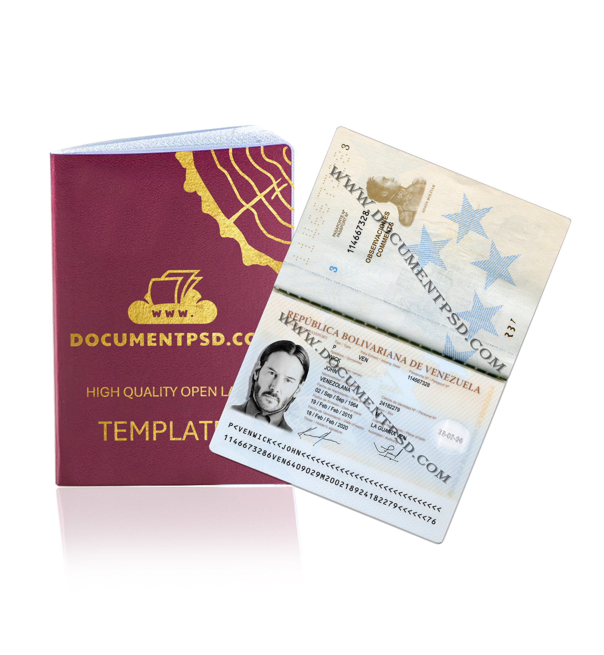 Venezuela Passport PSD Template
