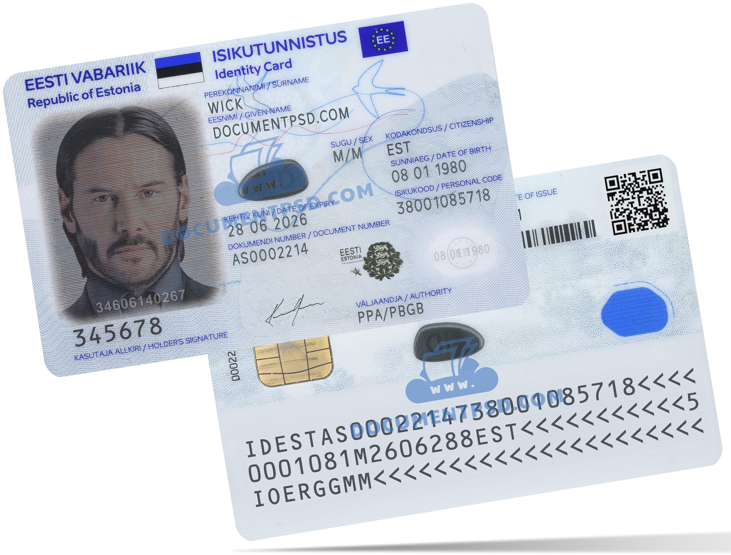 Estonia ID  NEW 2021 PSD Template