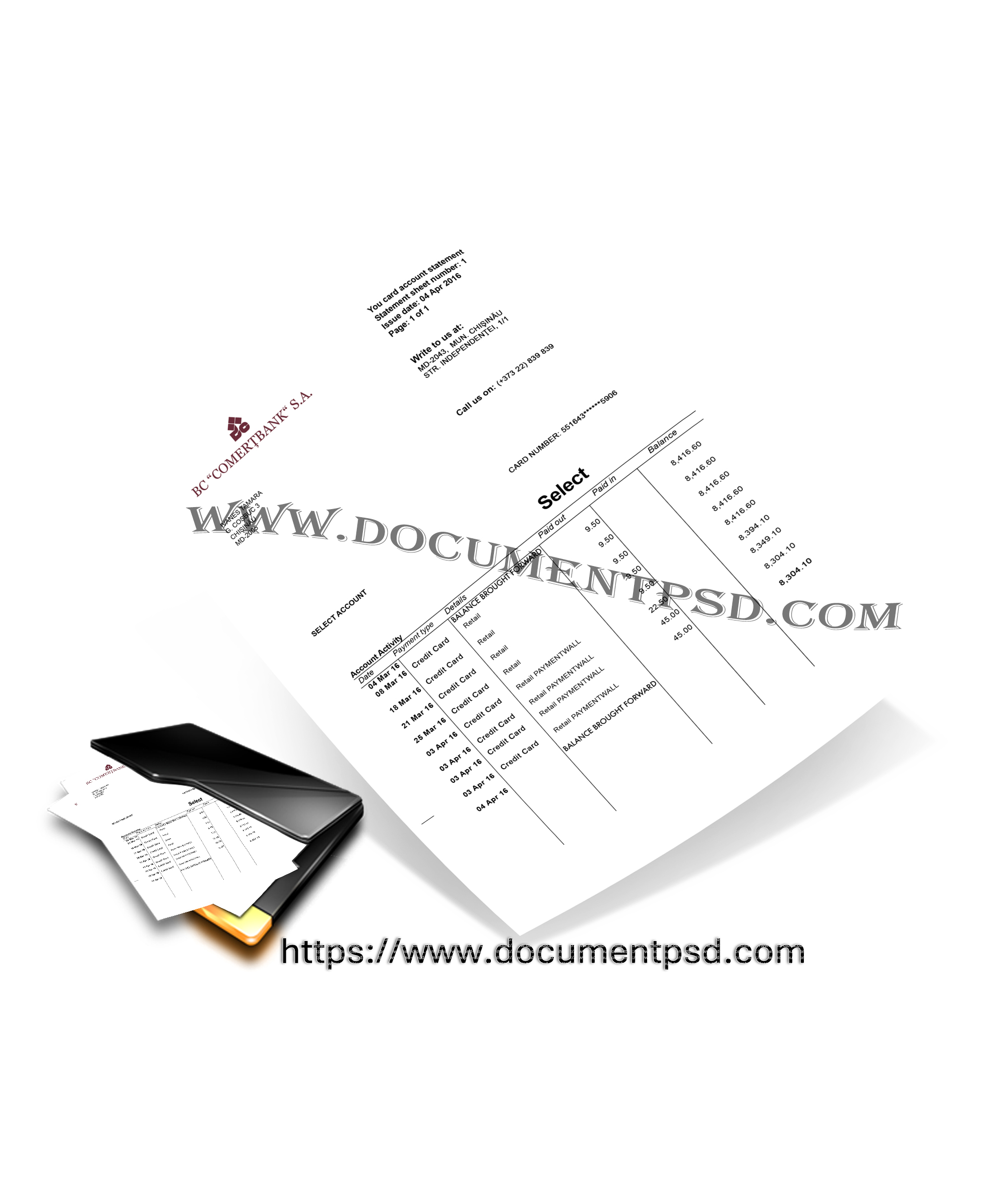 BC "Comerțbank" S.A. Moldova. PSD Template