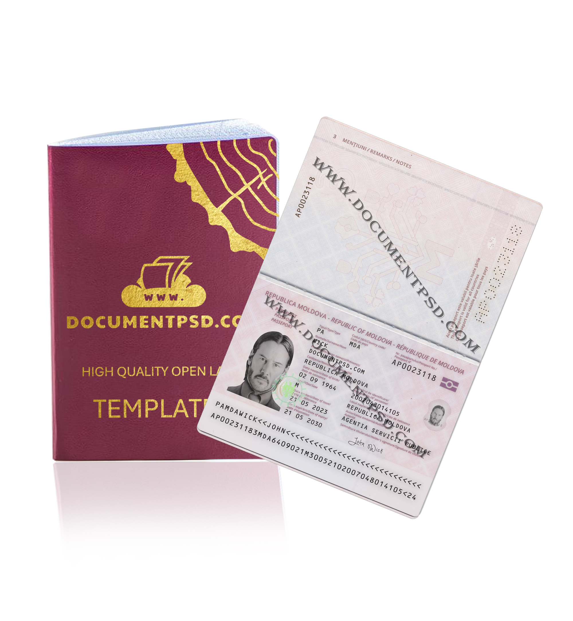 Moldova Passport NEW 2023 PSD Template