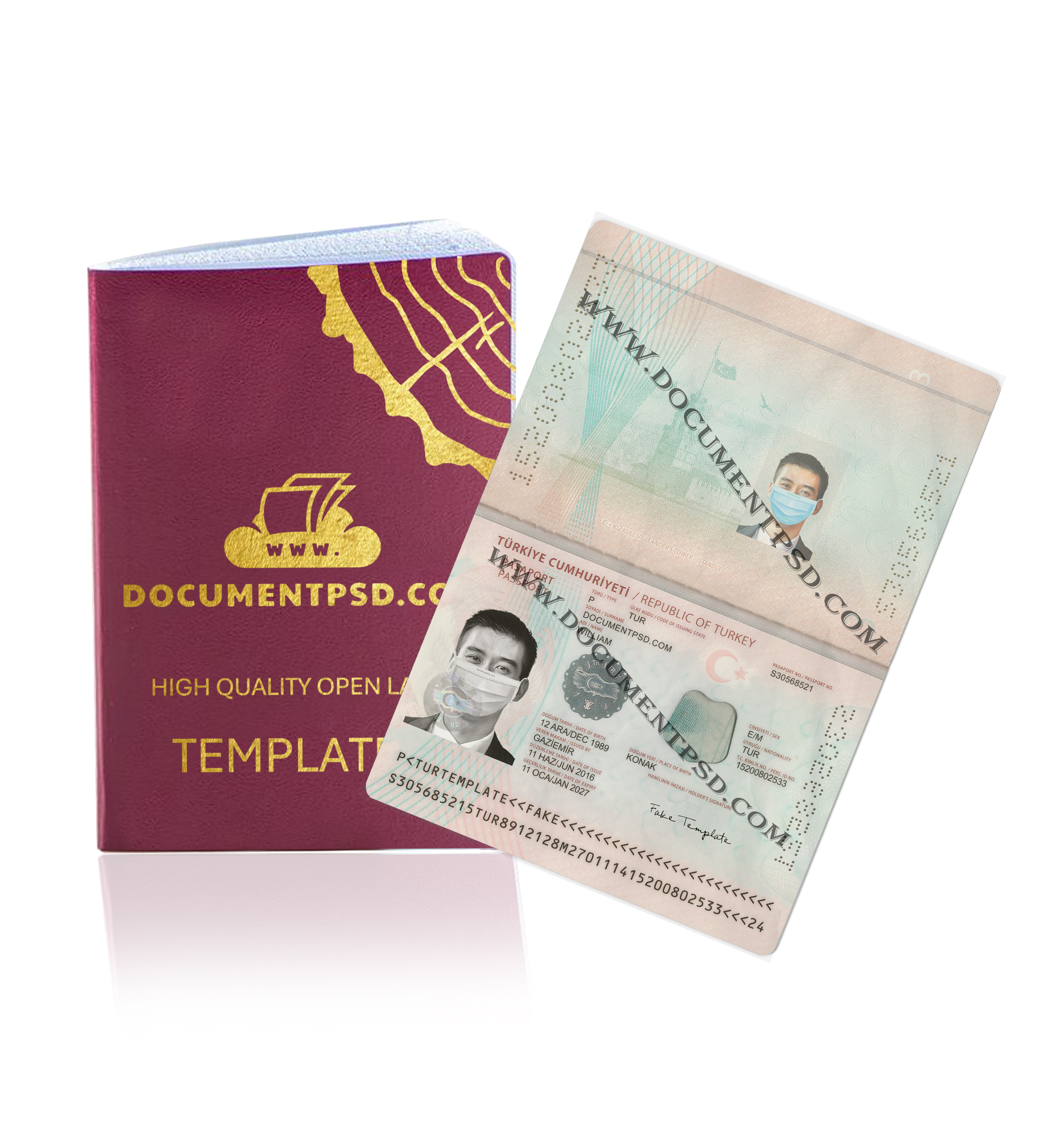 Turkey passport PSD Template