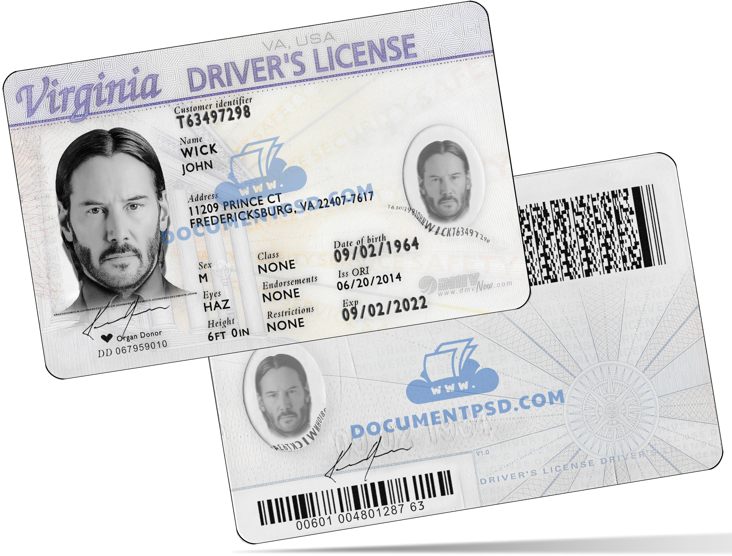 Virginia Driver License PSD Template