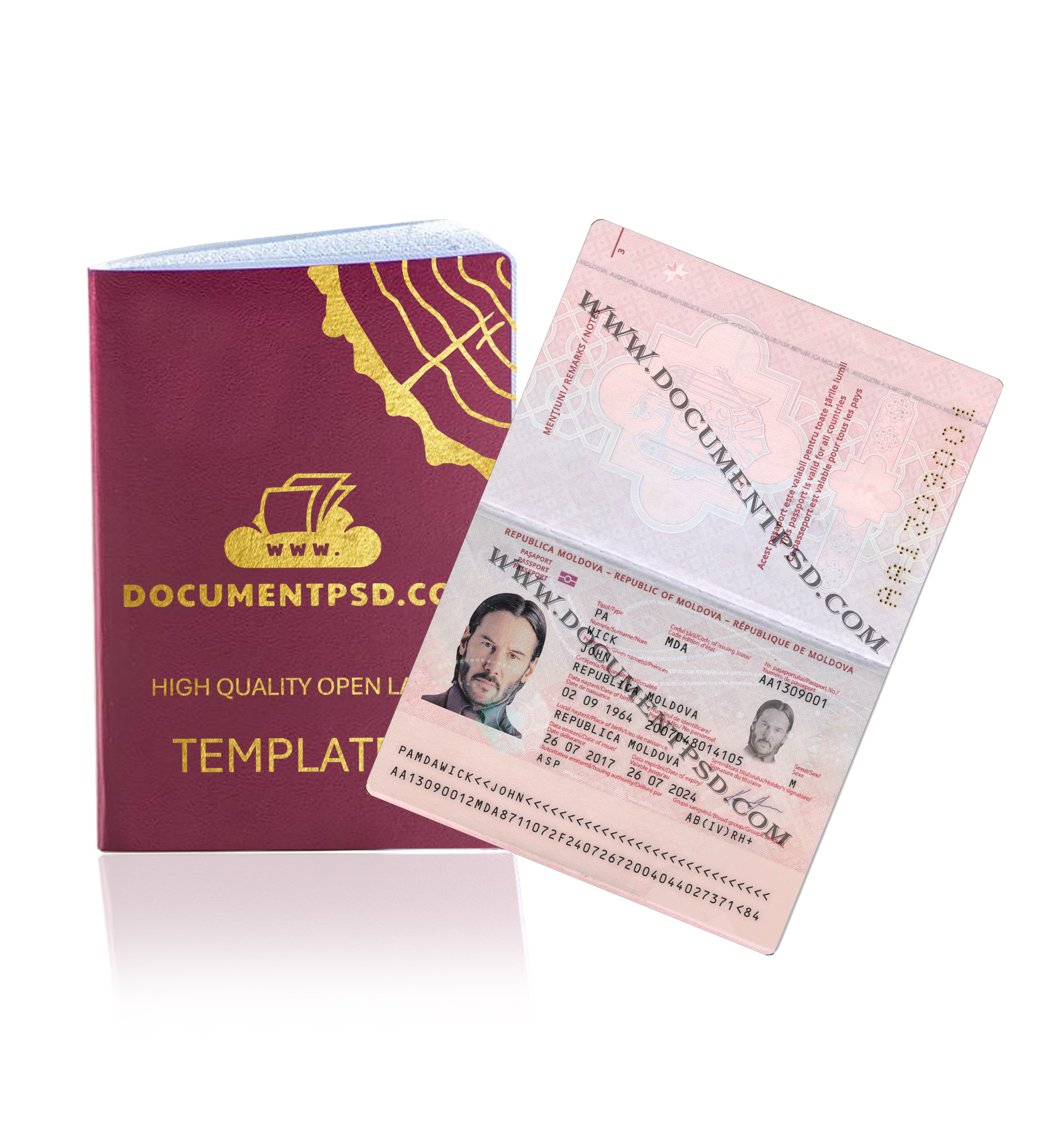 Moldova Passport PSD Template