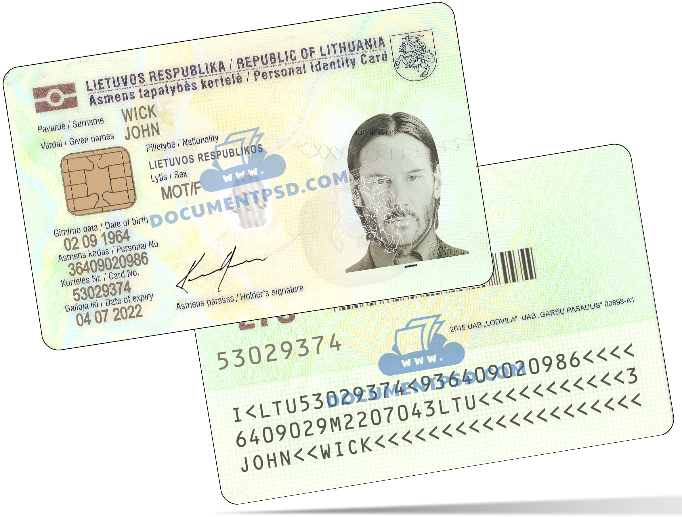 Lithuania ID Card PSD Template