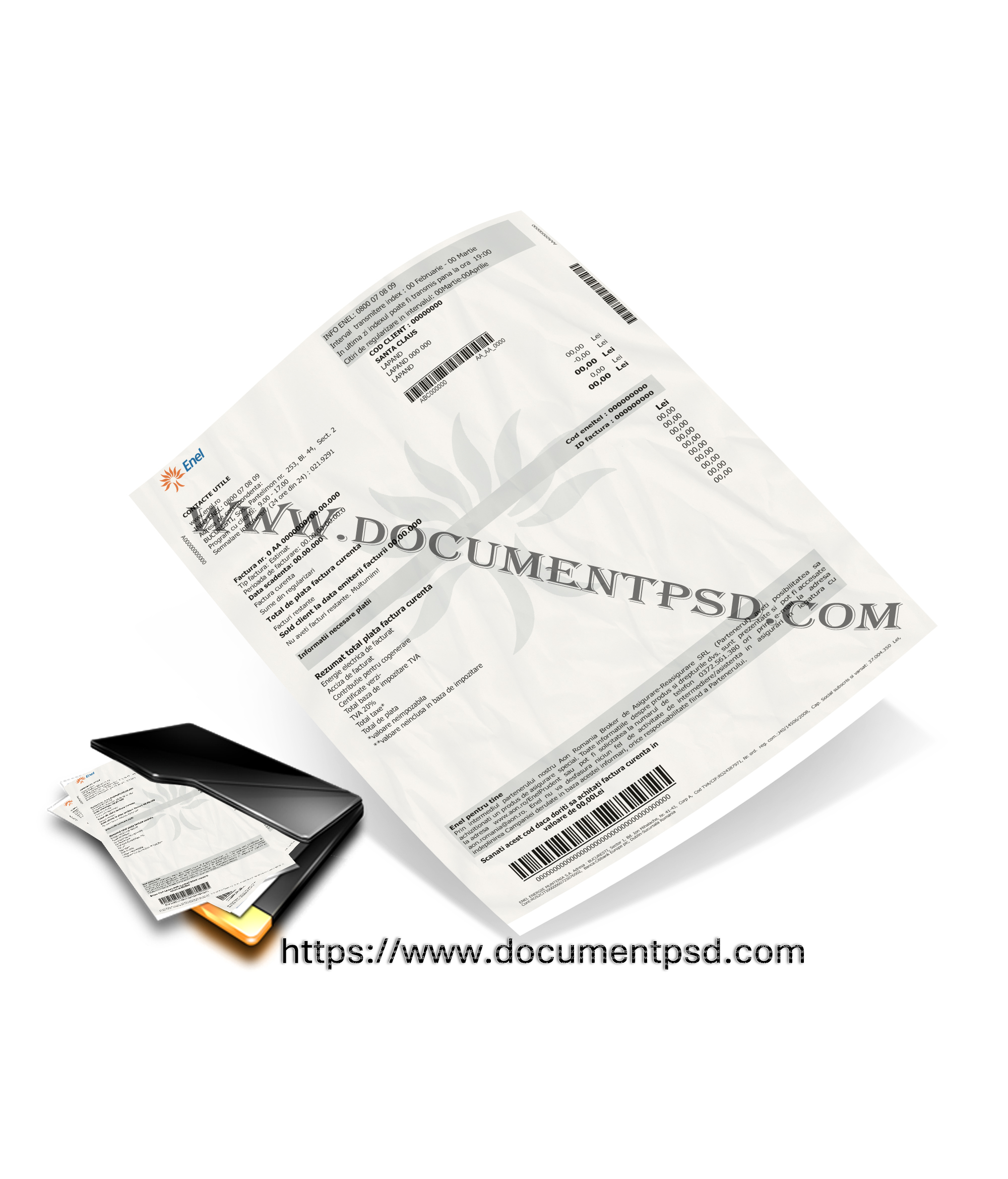 Enel Electricity Invoice (Factura Enel), Romania PSD Template