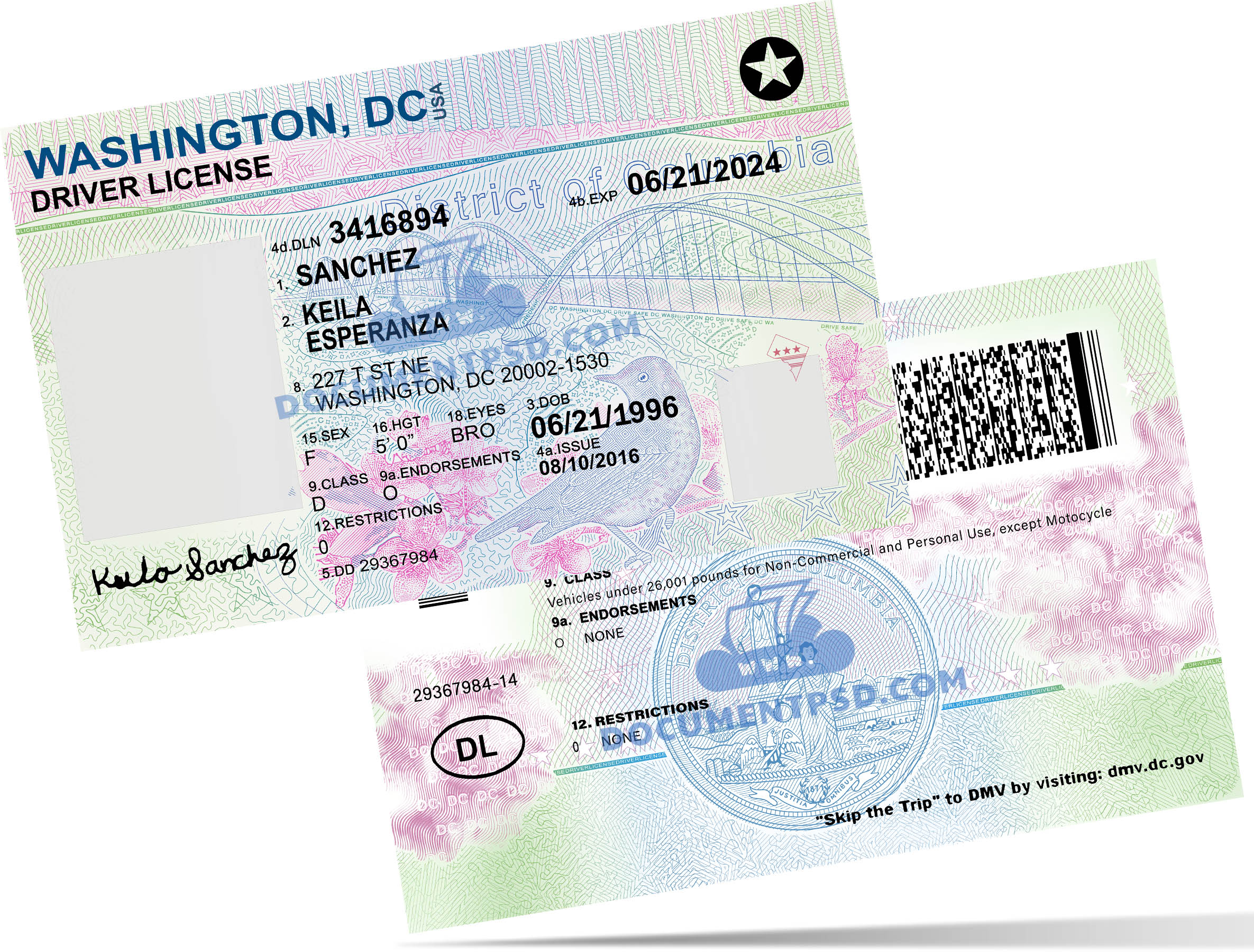 WASHINGTON DC DRIVER LICENSE REV 11.20.2023 UV FULL FILE