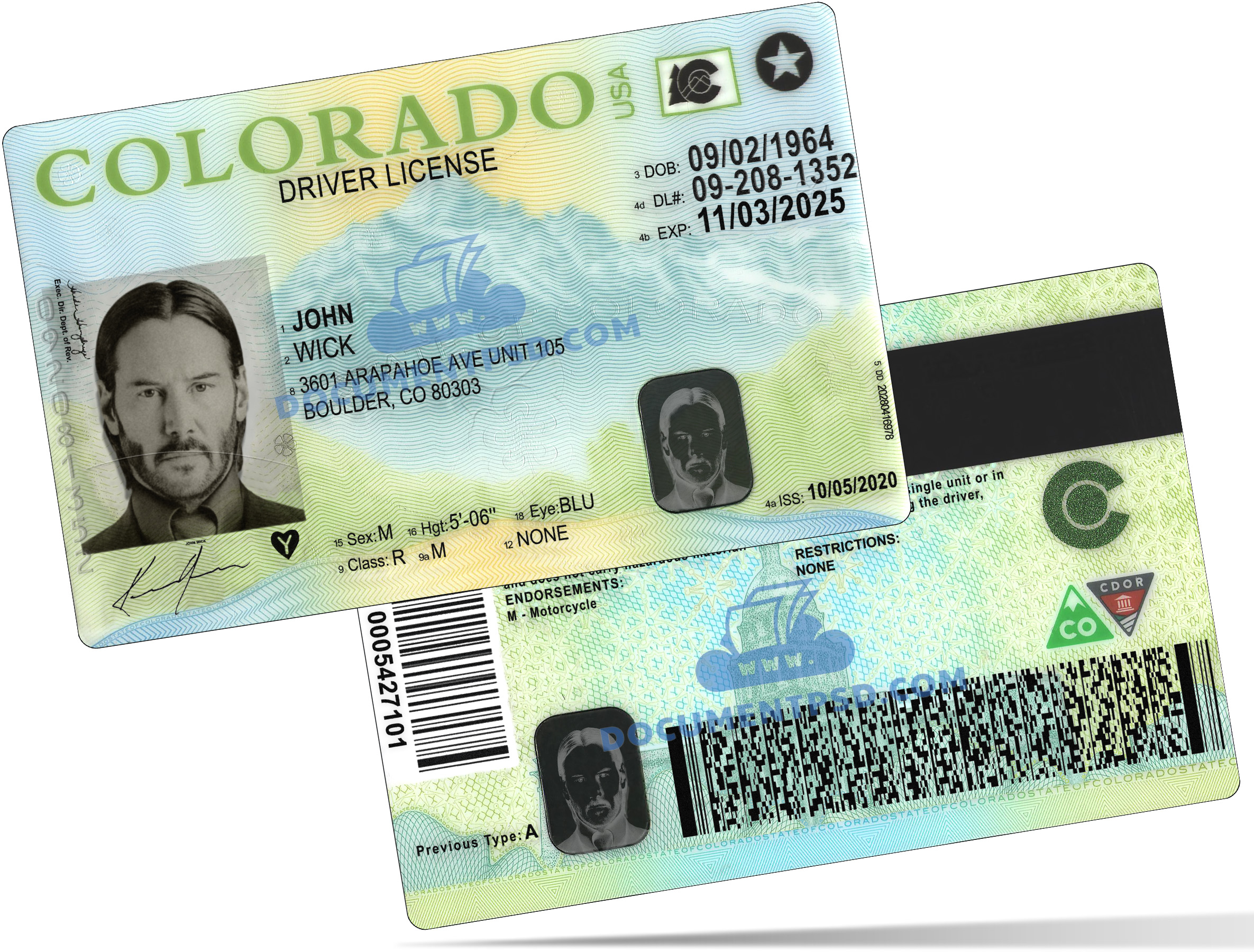 Colorado Driver License PSD Template