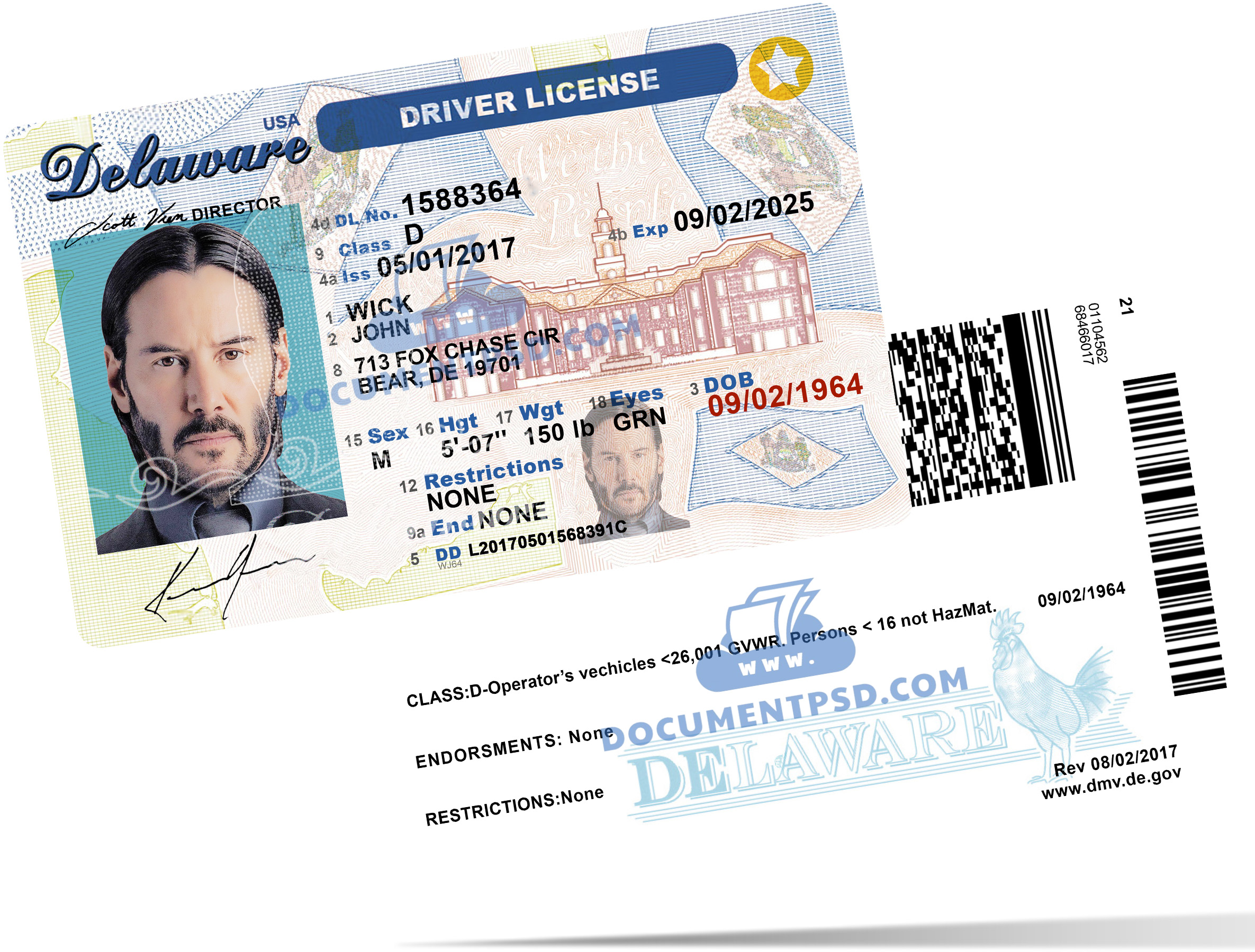 Delaware Driver License NEW PSD Template