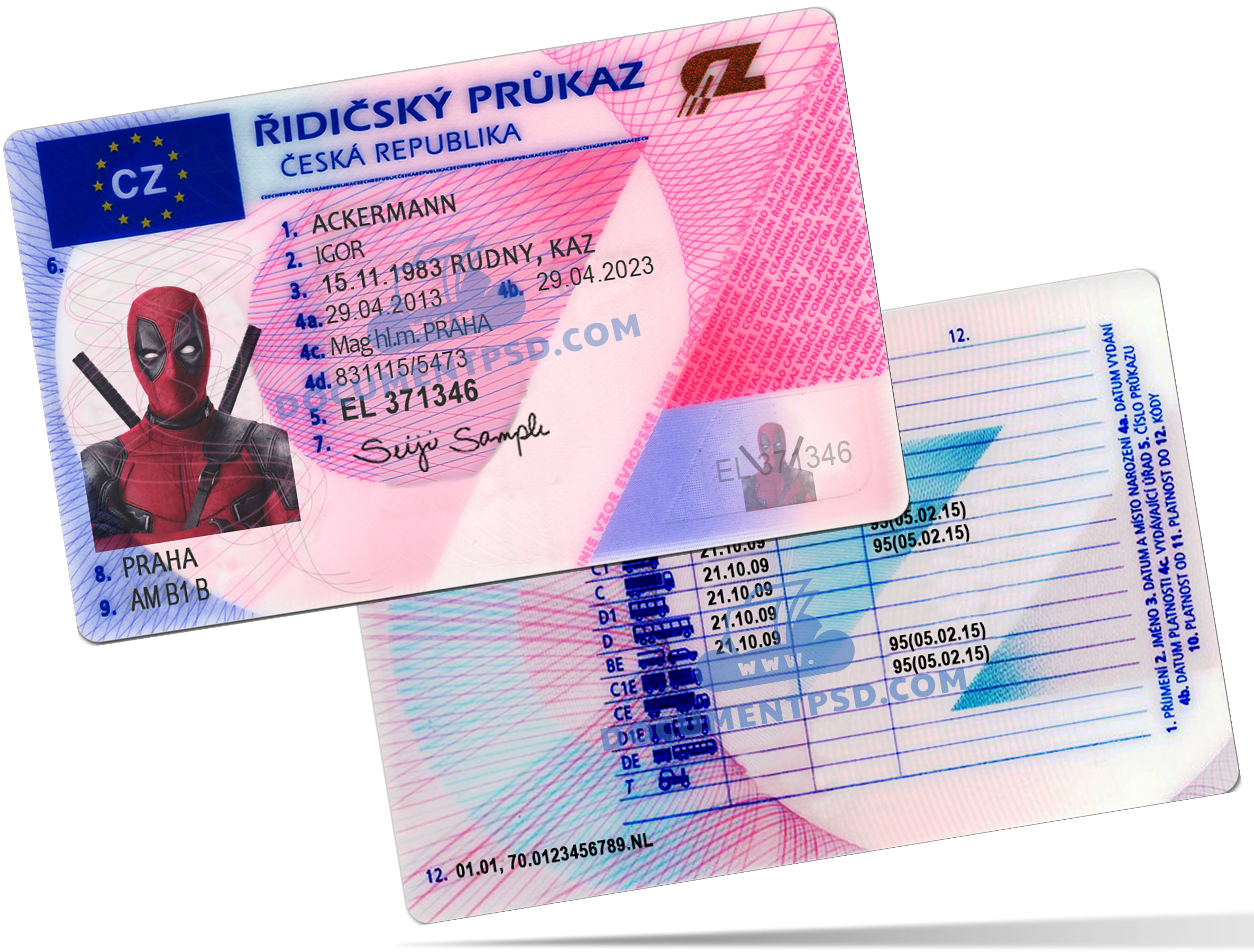 Czech Driver License PSD Template