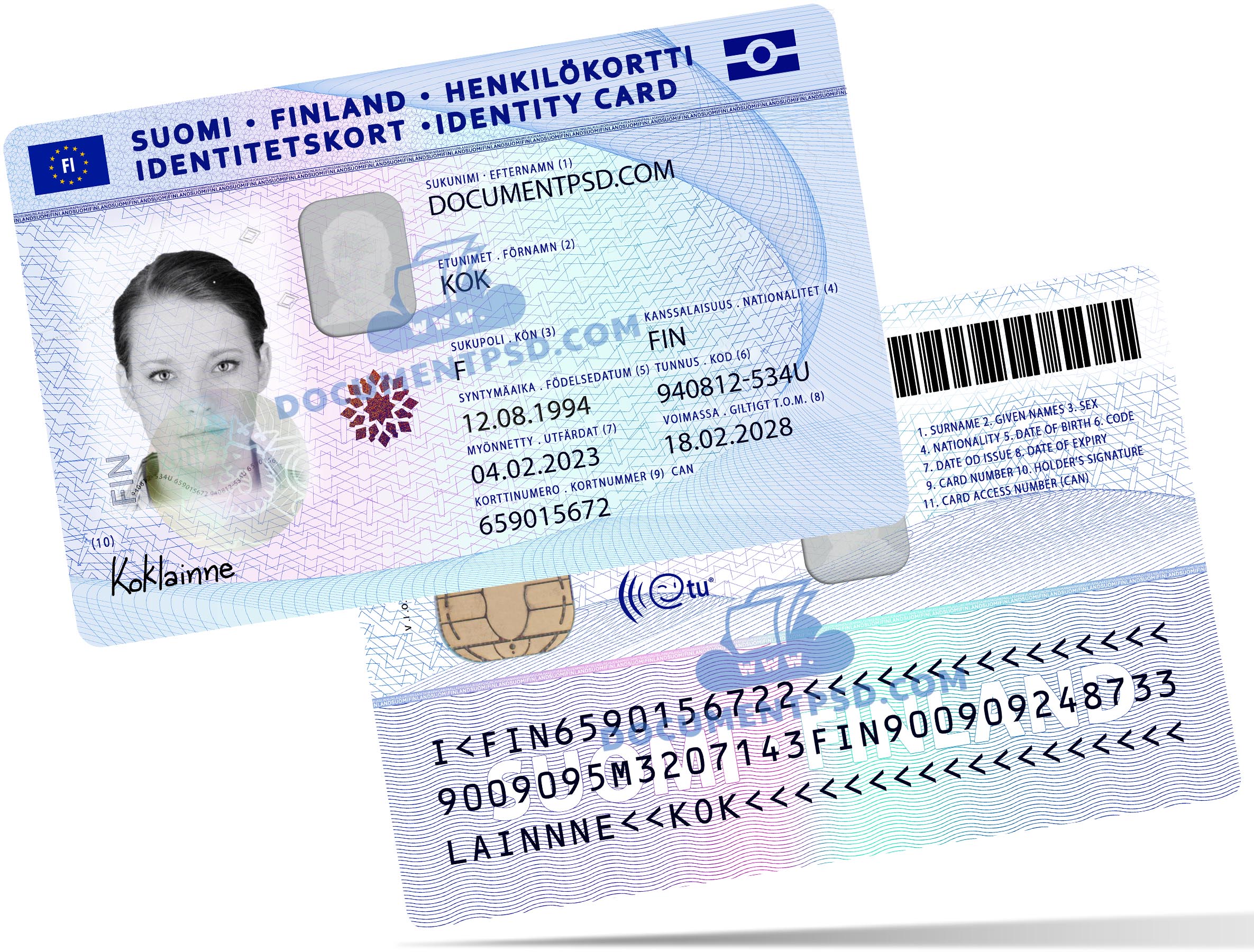 Finland id card 2017 PSD Template