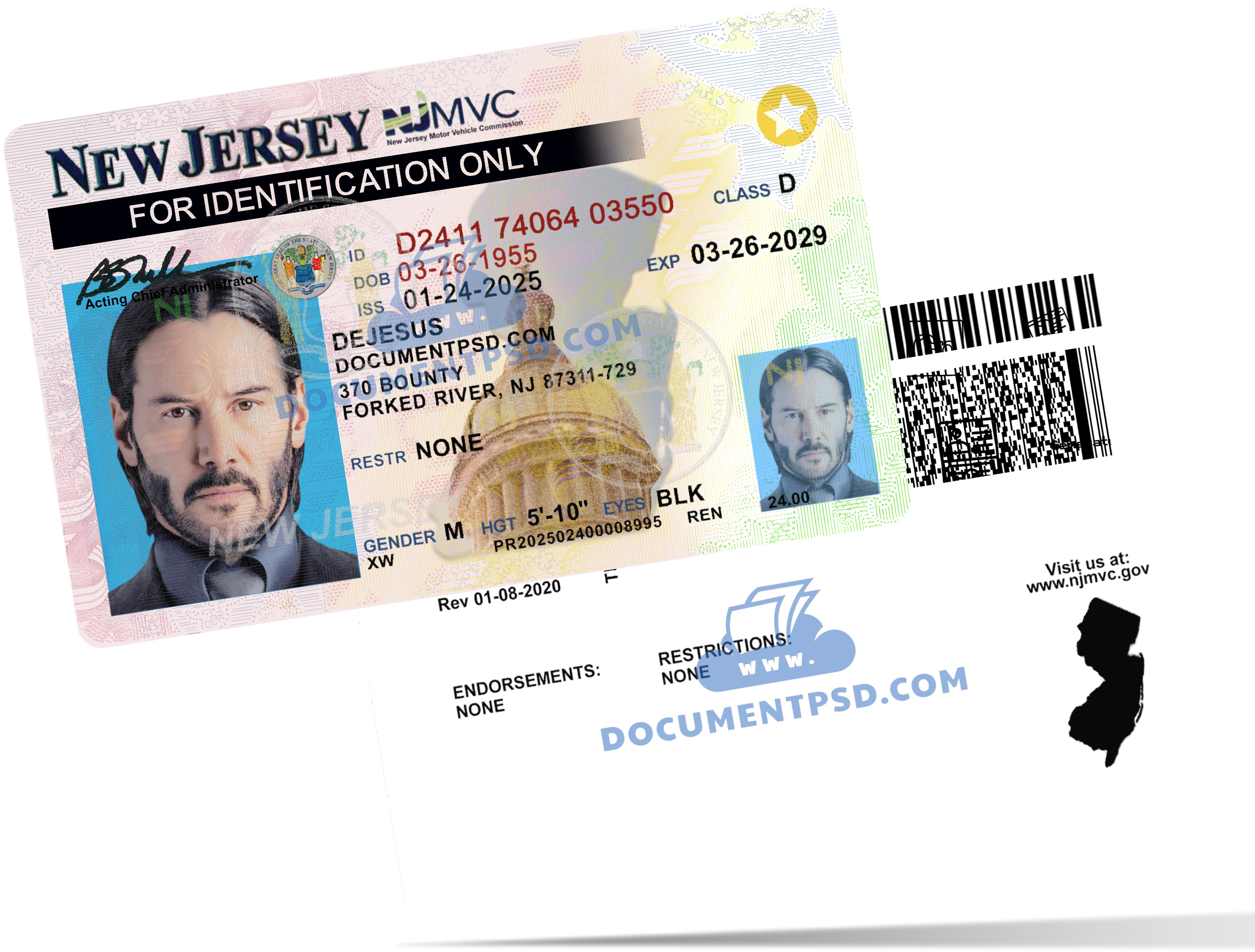 NEW Jersey IDENTIFICATION PSD Template