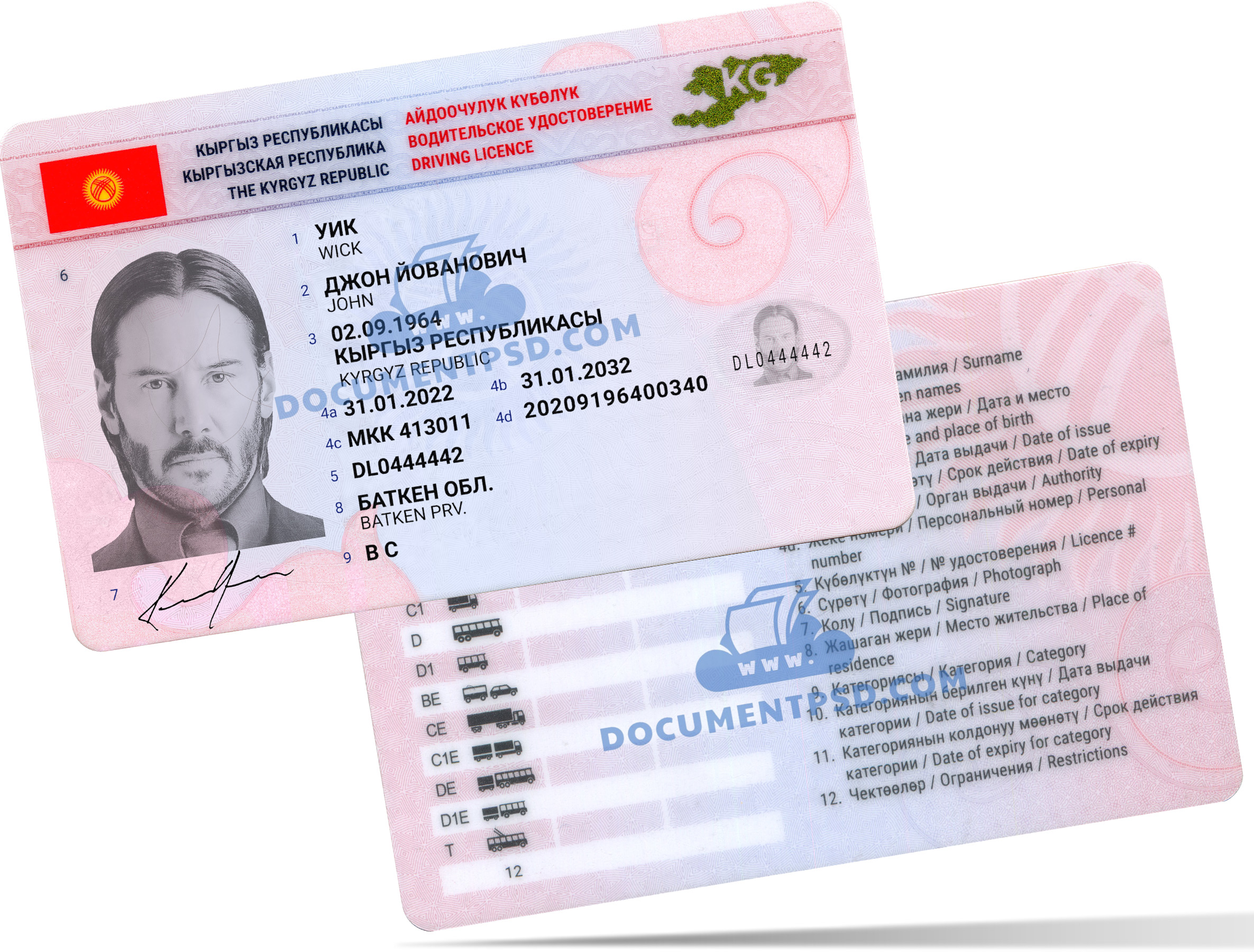Kyrgyzstan Driver License 2021 NEW PSD Template