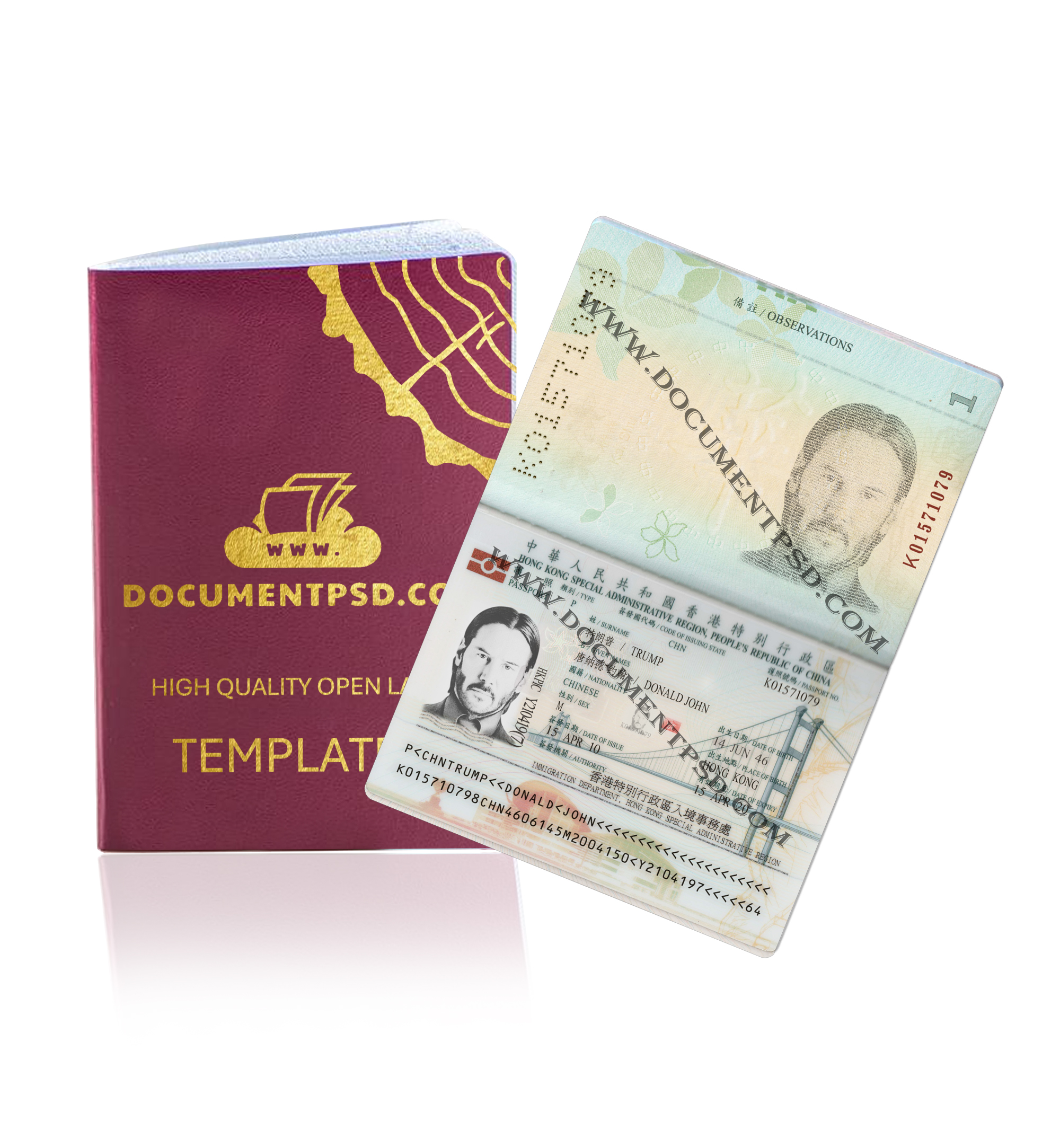 Hong Kong Passport PSD Template