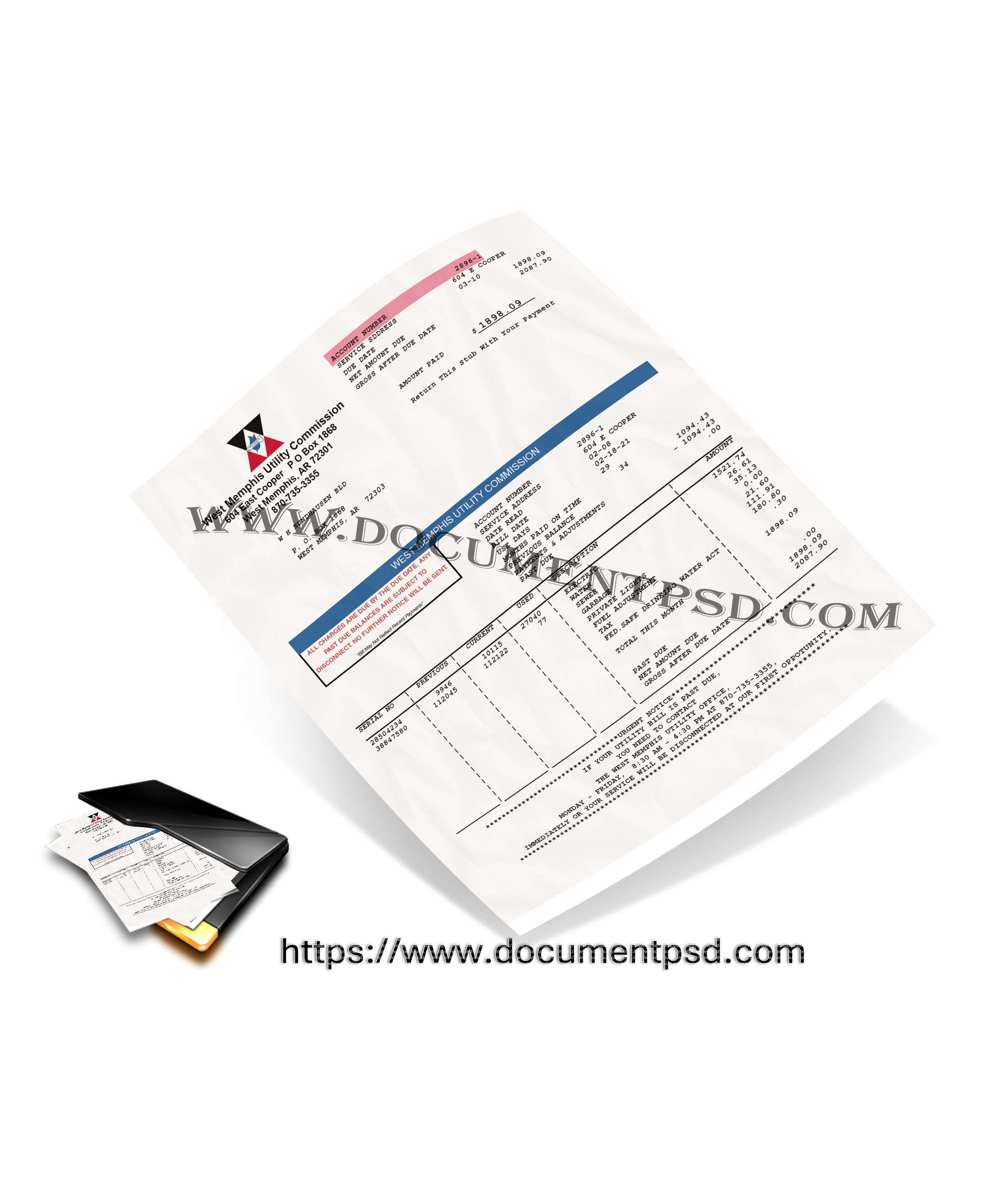 Arkansas Utility Bill PSD Template