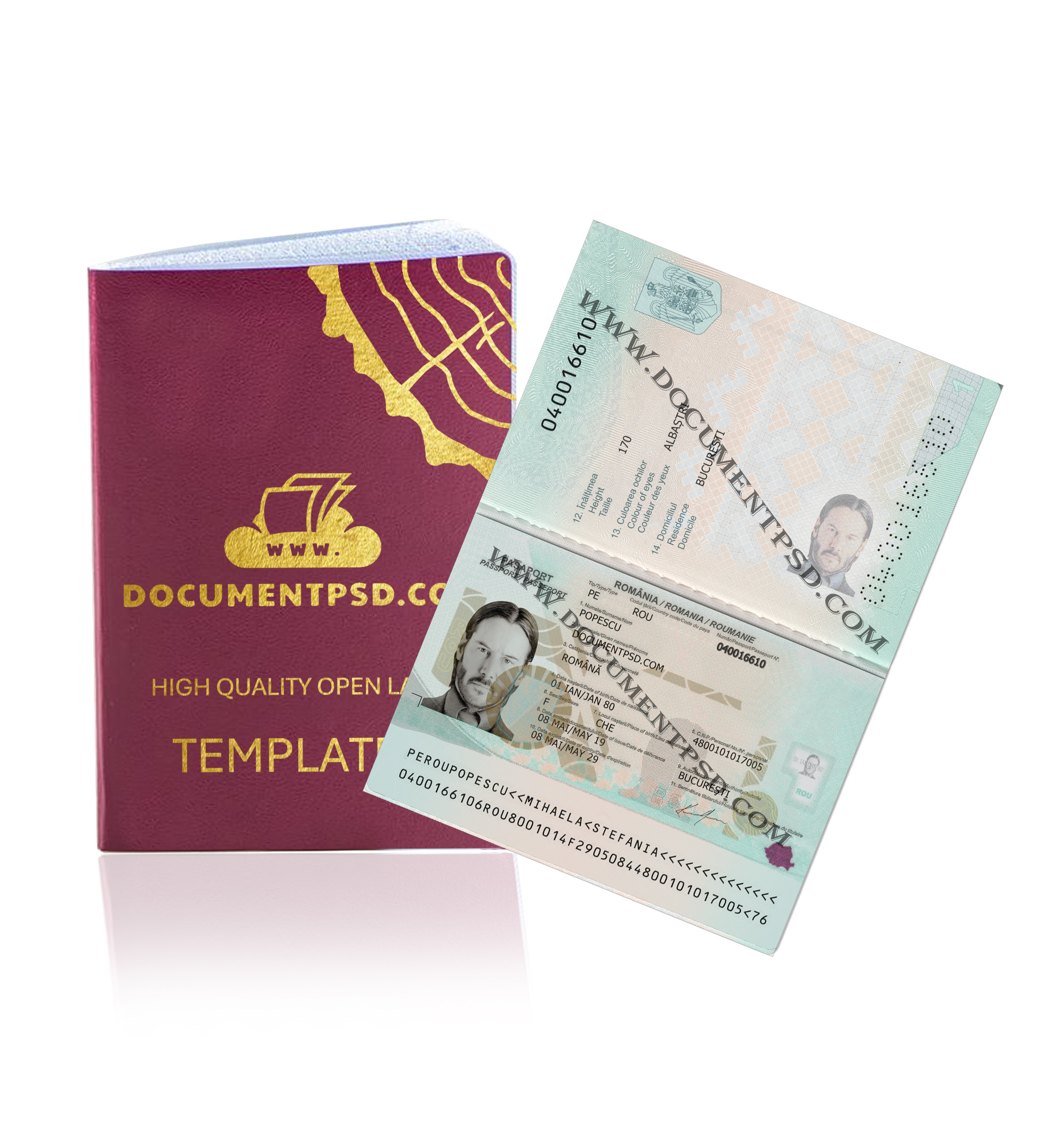 Romania Passport NEW 2024 PSD Template